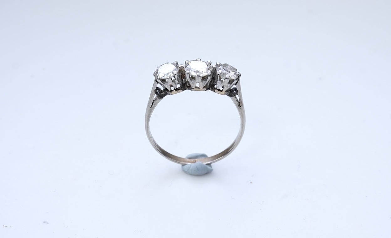 A three-stone diamond ring